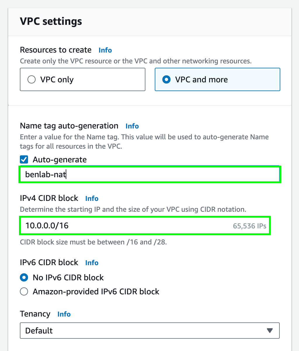 VPC settings 1